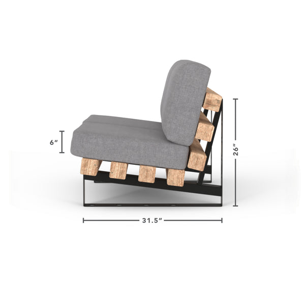 Modern Muskoka Slim Armless Loveseat Kit with Cushions