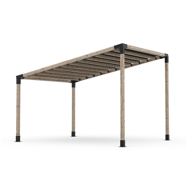 Single Sloped Top Pergola Kit with Waterproof Top for 4x4 Wood Posts _12x10_black