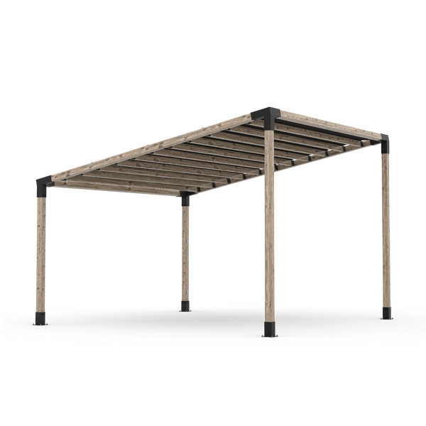 Single Sloped Top Pergola Kit with Waterproof Top for 4x4 Wood Posts _12x12_black