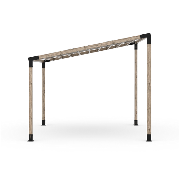 Single Sloped Top Pergola Kit with Waterproof Top for 4x4 Wood Posts _10x12_grey