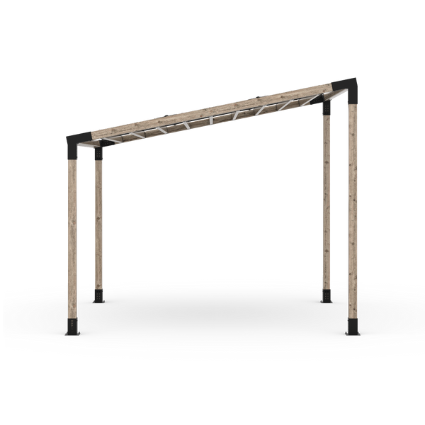 Single Sloped Top Pergola Kit with Waterproof Top for 4x4 Wood Posts _10x10_black