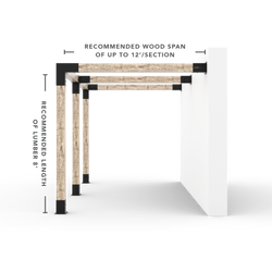 Any Size Double Wall Mount Pergola Kit for 6x6 Wood Posts