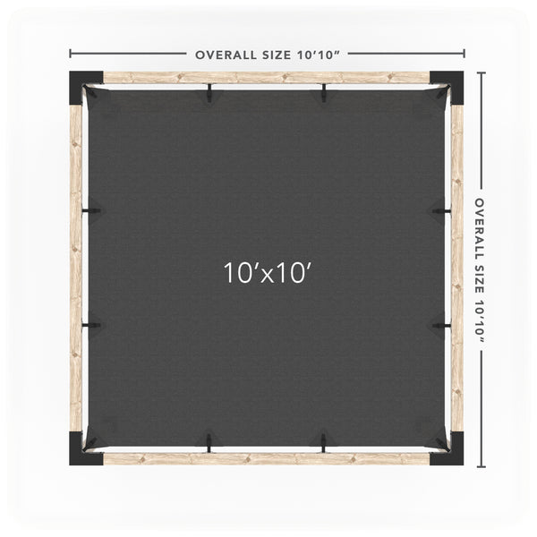 Pergola Kit with Post Wall for 4x4 Wood Posts _10x10_graphite _10x10_crimson _10x10_denim _10x10_white
