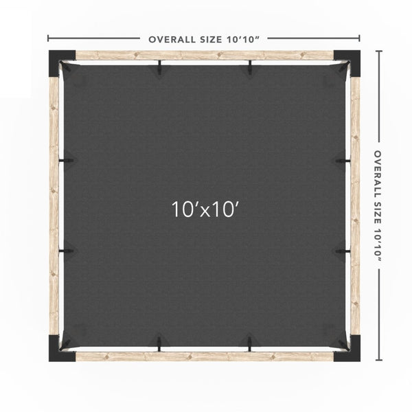 Pergola Kit With Shade Sail For 4X4 Wood Posts _10x10_graphite _10x10_crimson _10x10_denim _10x10_white
