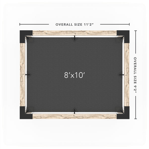 Pergola Kit With Shade Sail For 6x6 Wood Posts _8x10_graphite _8x10_crimson _8x10_denim _8x10_white